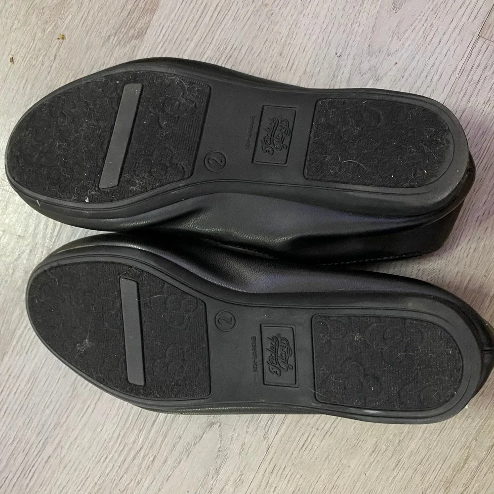 Faded Glory Ballet Flats Kids Size 2 Black Elastic Criss-Cross Straps